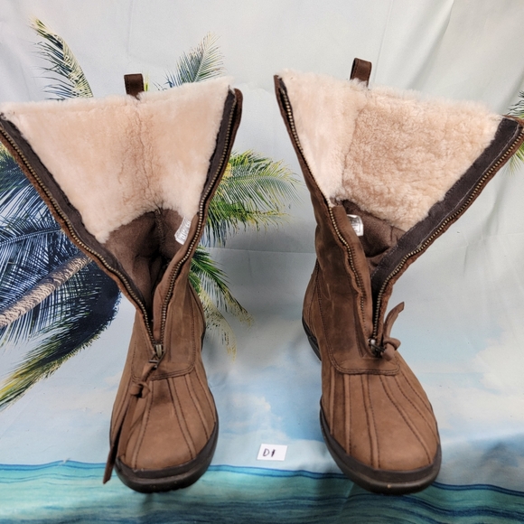 UGG Arquette Brown Leather Waterproof Winter Boots Womens Size 8 - Picture 8 of 11